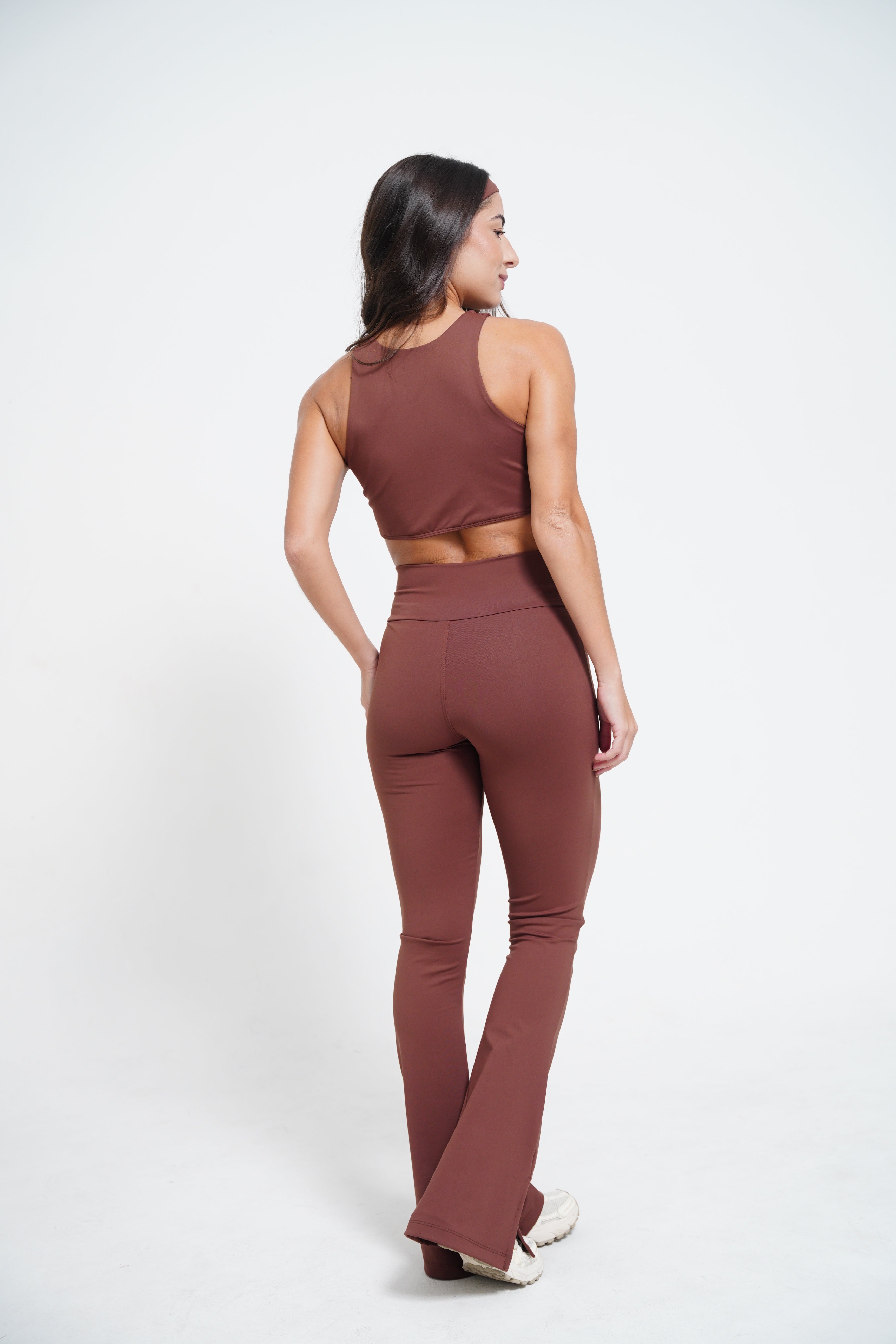 Calça flare marrom