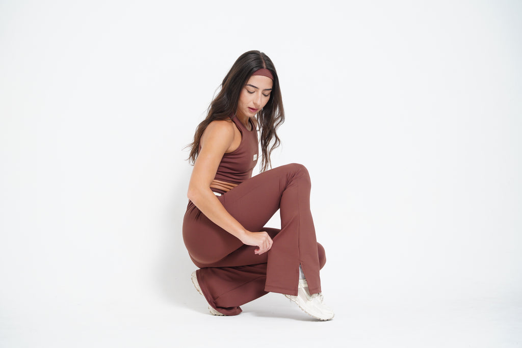 Calça flare marrom